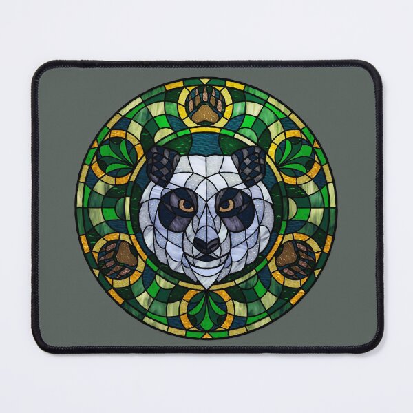 Item preview, Panda Bear Green Round Stained Glass designed and sold by Wyvernwrought.