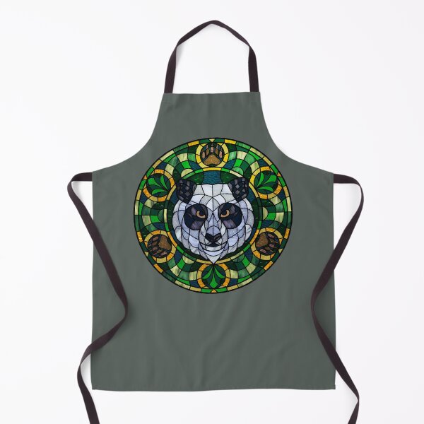 Item preview, Panda Bear Green Round Stained Glass designed and sold by Wyvernwrought.