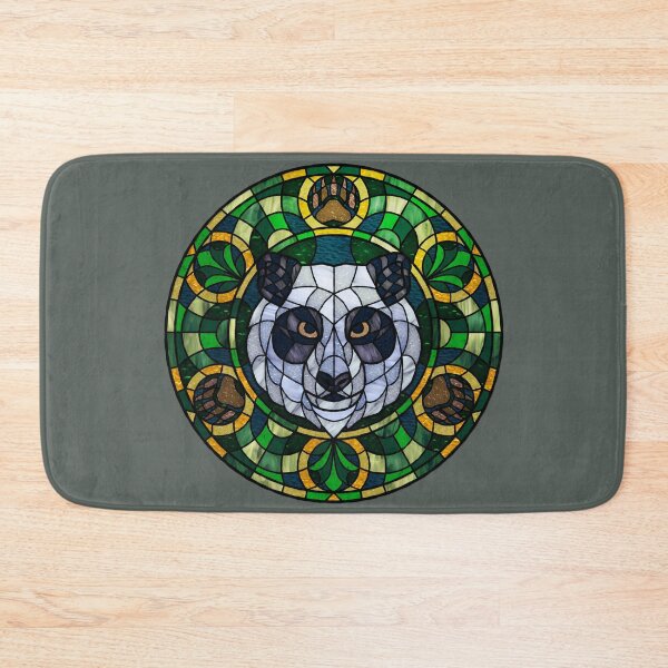 Item preview, Panda Bear Green Round Stained Glass designed and sold by Wyvernwrought.