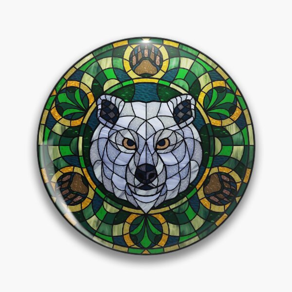 Item preview, Polar Bear Green Round Stained Glass designed and sold by Wyvernwrought.