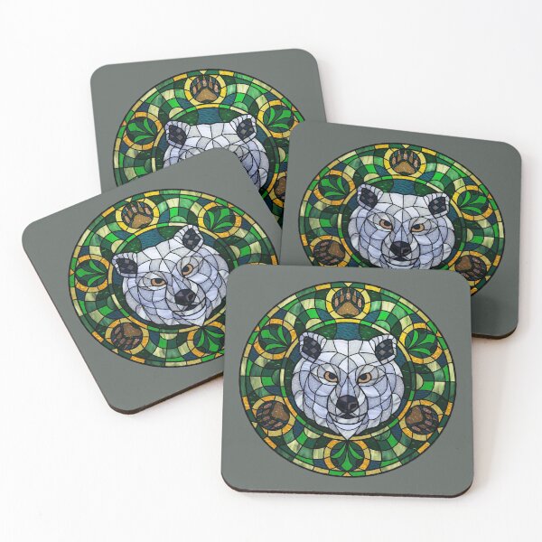 Item preview, Polar Bear Green Round Stained Glass designed and sold by Wyvernwrought.