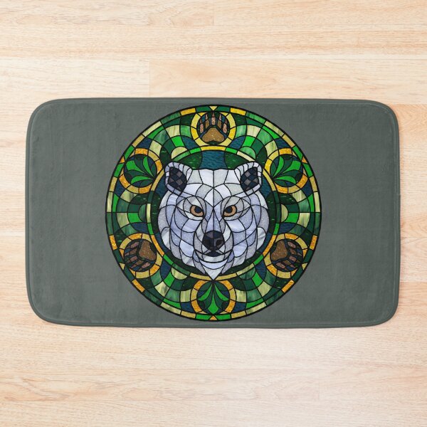 Item preview, Polar Bear Green Round Stained Glass designed and sold by Wyvernwrought.