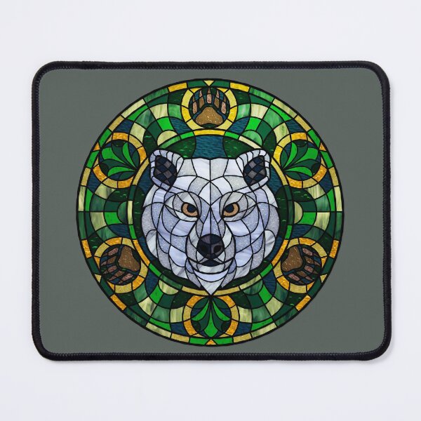 Item preview, Polar Bear Green Round Stained Glass designed and sold by Wyvernwrought.