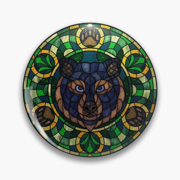 Item preview, Black Bear Green Round Stained Glass designed and sold by Wyvernwrought.