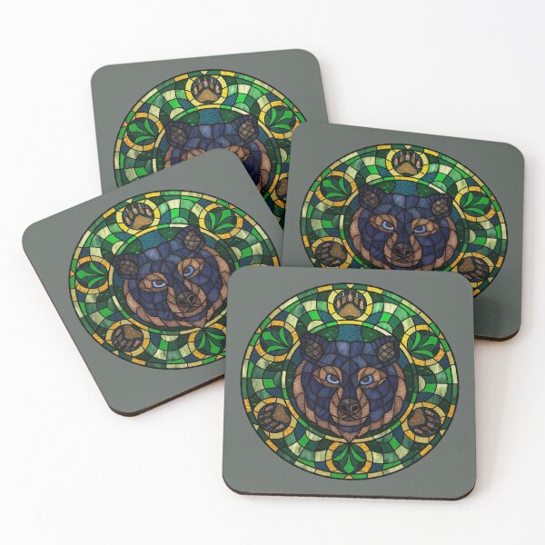 Item preview, Black Bear Green Round Stained Glass designed and sold by Wyvernwrought.