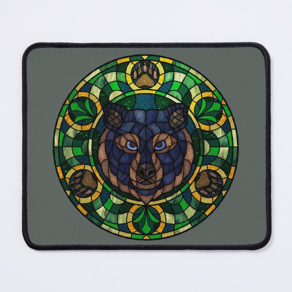 Item preview, Black Bear Green Round Stained Glass designed and sold by Wyvernwrought.