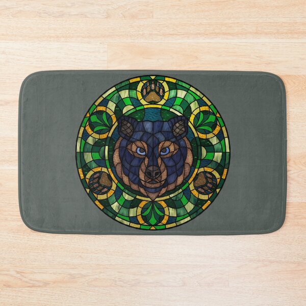 Item preview, Black Bear Green Round Stained Glass designed and sold by Wyvernwrought.