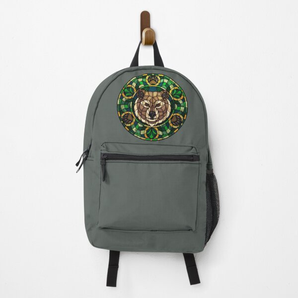Item preview, Brown Bear Green Round Stained Glass designed and sold by Wyvernwrought.