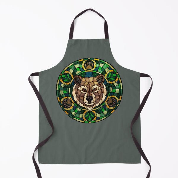 Item preview, Brown Bear Green Round Stained Glass designed and sold by Wyvernwrought.