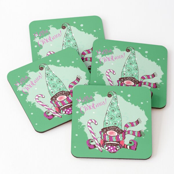 Item preview, Watercolor Christmas Funny Gnome with coffee designed and sold by urban-color.