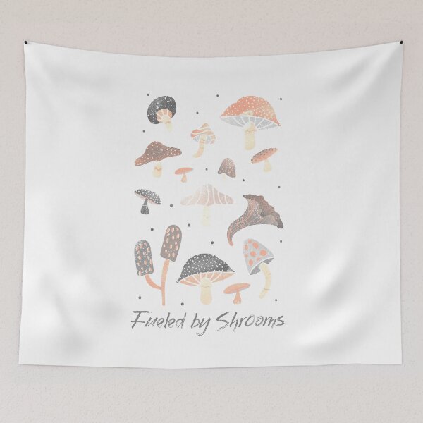 Item preview, Fueled By Shrooms. Vintage Fungi Mushroom Nature Collage designed and sold by Rebel-Design.