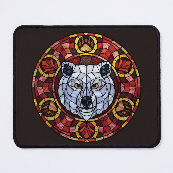 Item preview, Polar Bear Red Round Stained Glass designed and sold by Wyvernwrought.