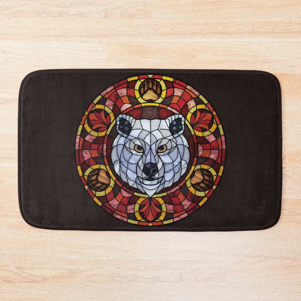 Item preview, Polar Bear Red Round Stained Glass designed and sold by Wyvernwrought.