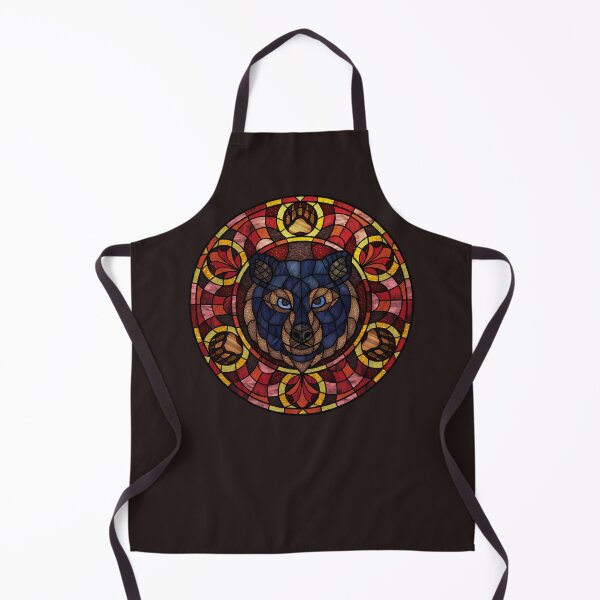 Item preview, Black Bear Red Round Stained Glass designed and sold by Wyvernwrought.