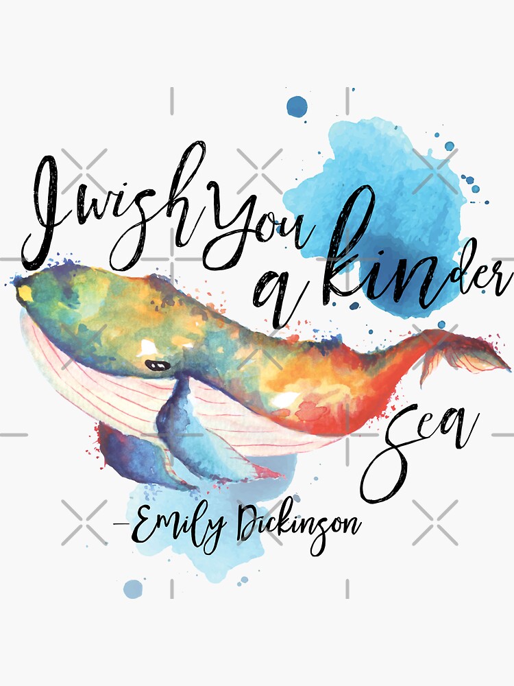 Thumbnail 3 of 3, Sticker, Copy of I wish you a kinder sea quote by Emily Dickinson designed and sold by Dollfacedesign.