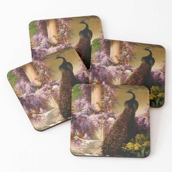 Item preview, Eugene Bidau's A Peacock and Doves in a Garden designed and sold by mosfunky.