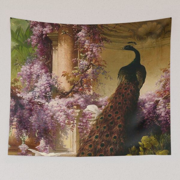 Item preview, Eugene Bidau's A Peacock and Doves in a Garden designed and sold by mosfunky.