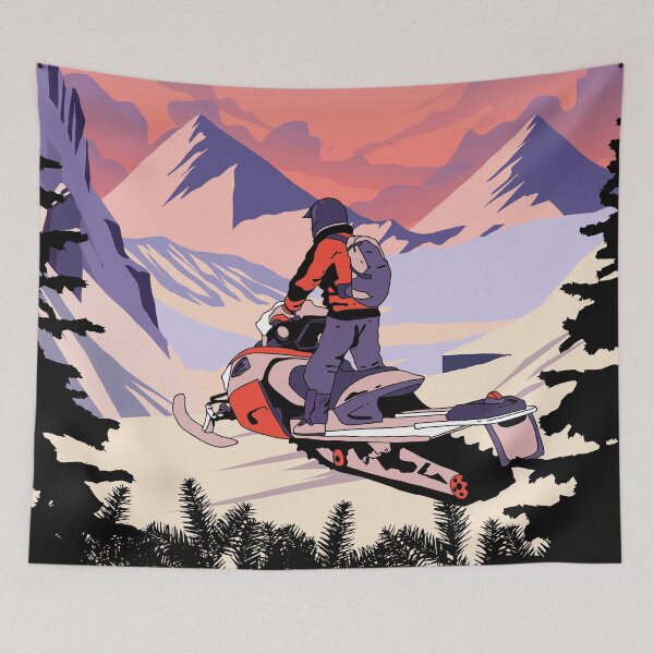 Item preview, SNOWMOBILE SUNSET TREE designed and sold by aggiexnjoz.