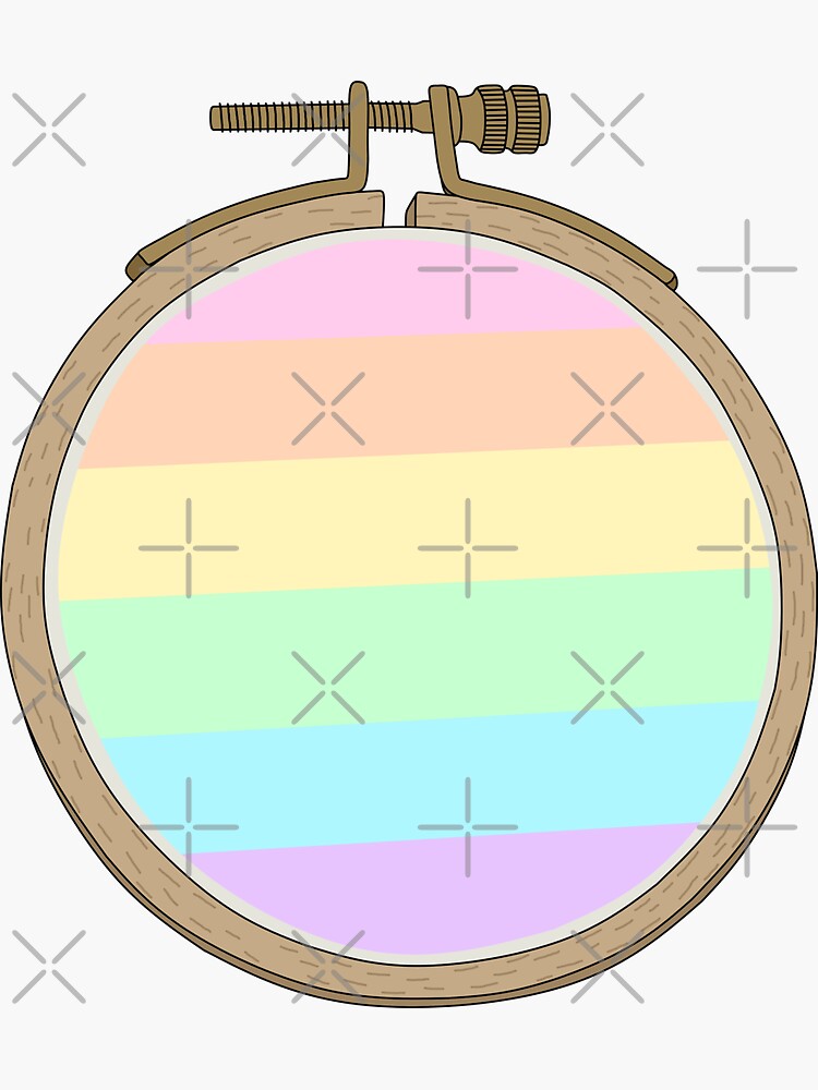 "Embroidery Hoop (Light Pastel Rainbow)" Sticker for Sale by nklange240