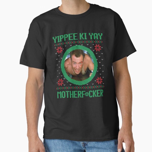 Vista previa del artículo con la obra «Yippee Ki Yay hijo de puta», diseñado y vendido por Primotees.