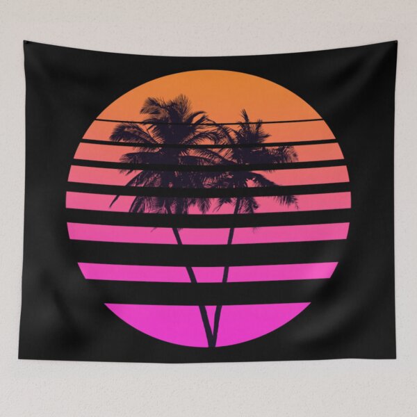 Item preview, Palmeras tropicales en Retrowave designed and sold by Kennedylan672.