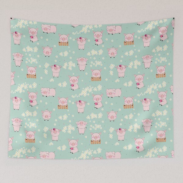 Item preview, Cute Pigs Holding Heart And Flowers designed and sold by ConcorStore.