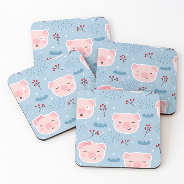 Item preview, Cute Pigs On Blue  designed and sold by ConcorStore.