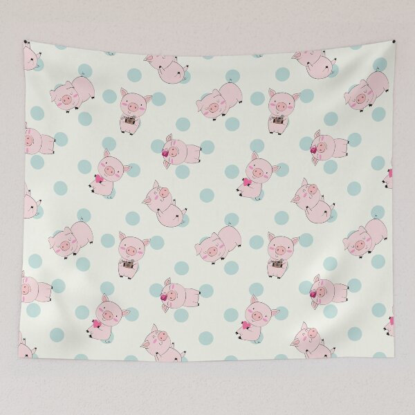 Item preview, Pigs Holding Camera On Polka Dot Background designed and sold by ConcorStore.
