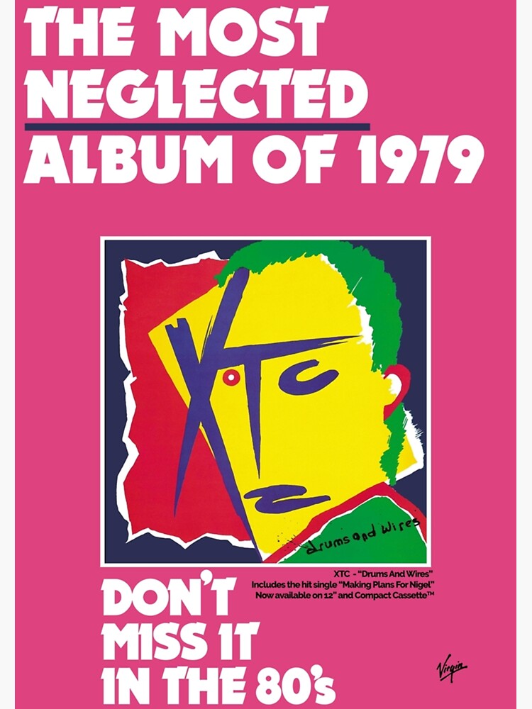 "Xtc Drums And Wires (Most Neglected Album Of 1979) Poster" Sticker for Sale by nowgutierr