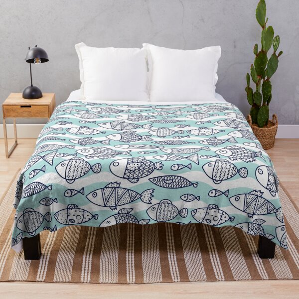 Vista previa del artículo con la obra «Fondo de onda de ilustración simple de pescado», diseñado y vendido por HauckClothing.