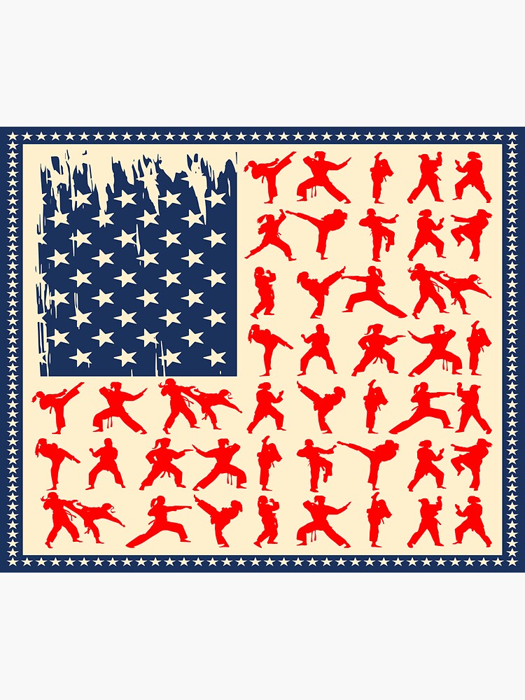 Karate American Flag Retro Sticker For Sale By Sharlineart Redbubble 2334