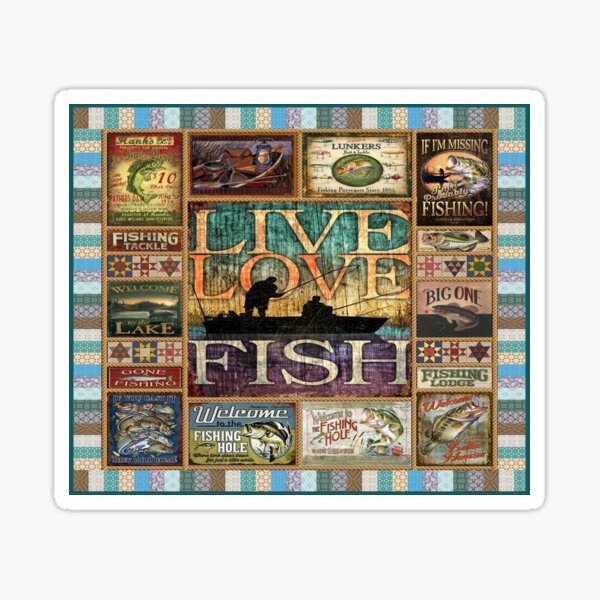 Vintage Live Love Fish Sticker for Sale by SharlineArt