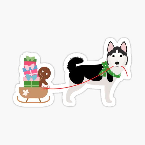 Husky Pulling Sleigh Sticker