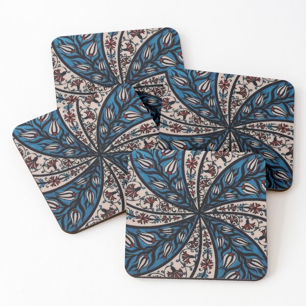 Item preview, A Swirling Pattern Of Flowers On Blue And Cream Fan Blades designed and sold by rayscollection.