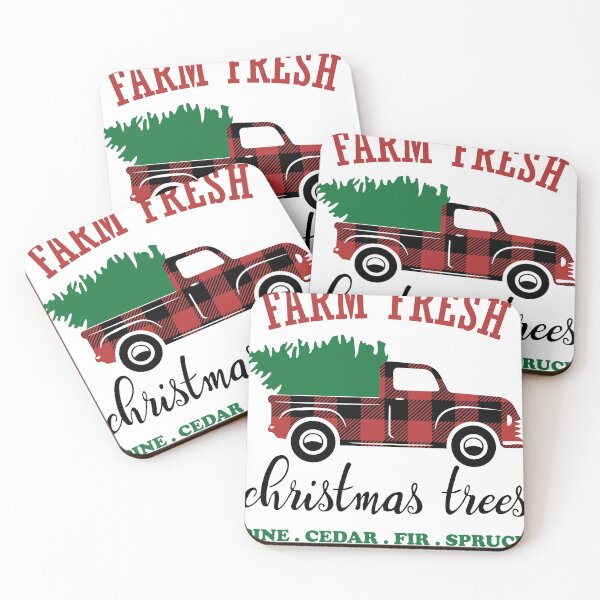 Item preview, Farm Fresh Christmas Trees , Christmas Sign Buffalo Plaid Truck designed and sold by TWOBROTHERS DESIGNS.