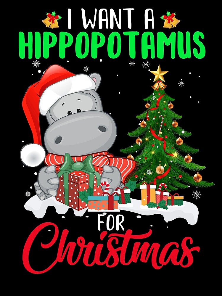 I Want A Hippopotamus For Christmas Xmas Lights Santa Hippo Shirt