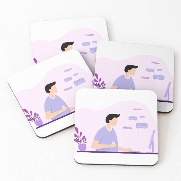 Item preview, Business Development Illustration. a man and a computer in front of him with a minimalist desk designed and sold by agungpermana.