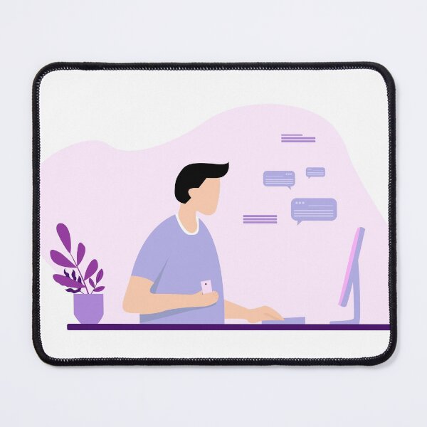 Item preview, Business Development Illustration. a man and a computer in front of him with a minimalist desk designed and sold by agungpermana.