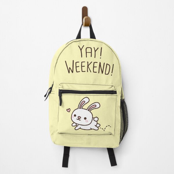 Item preview, Yay Weekend, Cute Hopping Bunny Rabbit designed and sold by rustydoodle.
