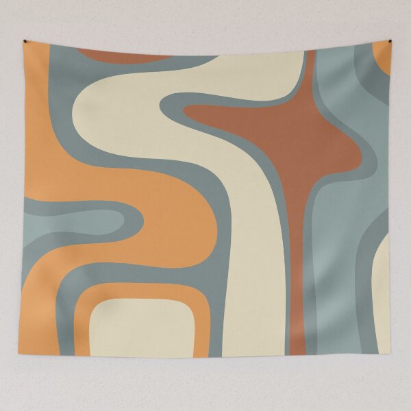 Item preview, Copacetic Retro Abstract Slate Blue Orange Rust Cream designed and sold by kierkegaard.