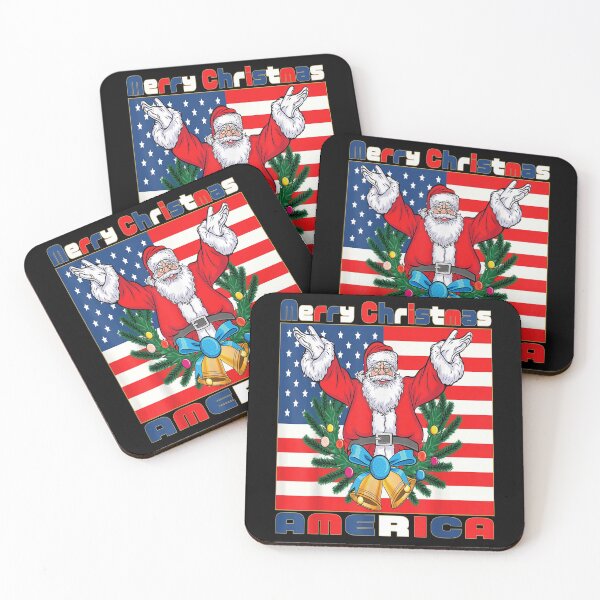 Item preview, Merry Christmas America Santa Claus Funny Usa Flag Cartoon designed and sold by be-awesome-.