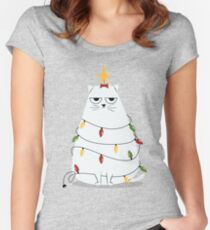 Grumpy Christmas Cat Women's Fitted Scoop T-Shirt