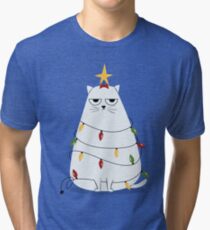 Grumpy Christmas Cat Tri-blend T-Shirt