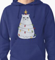 Grumpy Christmas Cat Pullover Hoodie