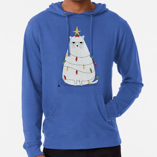 Grumpy Christmas Cat Lightweight Hoodie