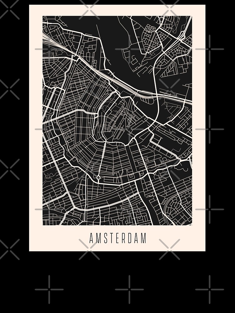 Thumbnail 7 of 7, Oversized T-Shirt, Amsterdam City Street Map Dark designed and sold by Teecha.