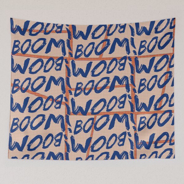 Item preview, boom red and blue classic comicbook style typography designed and sold by Fashionmonger.