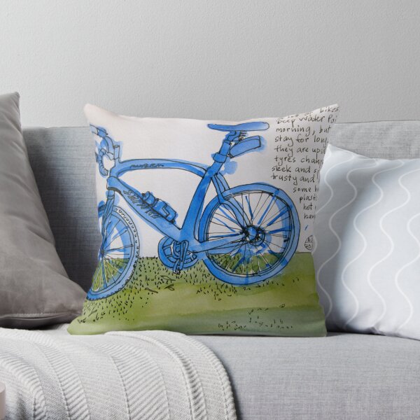 the blue bike Throw Pillow