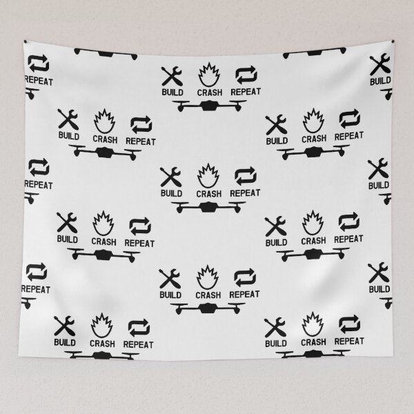 Item preview, Drone Build Crash Repeat Love Drones Funny Art Design Happy Apparel Essential Inspiration Joy Mood designed and sold by DesignByHeartUK.