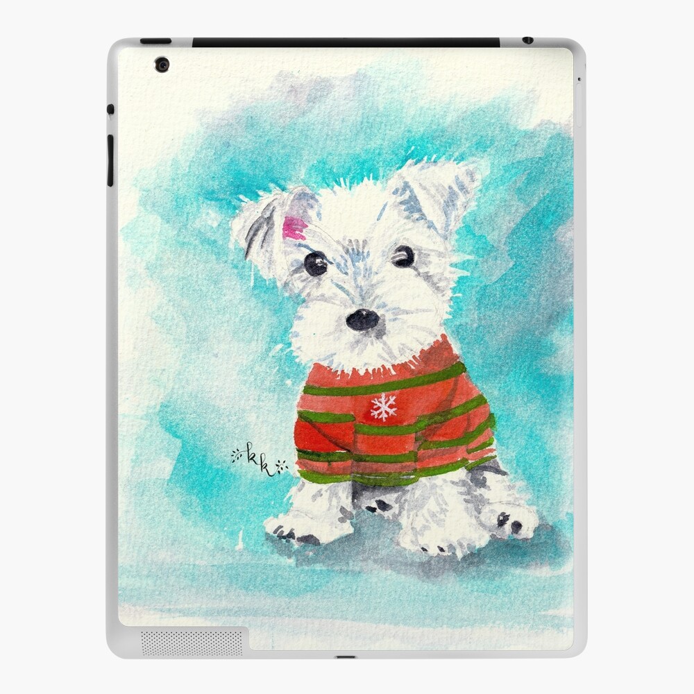 Christmas Puppy Watercolour Art iPad Case & Skin